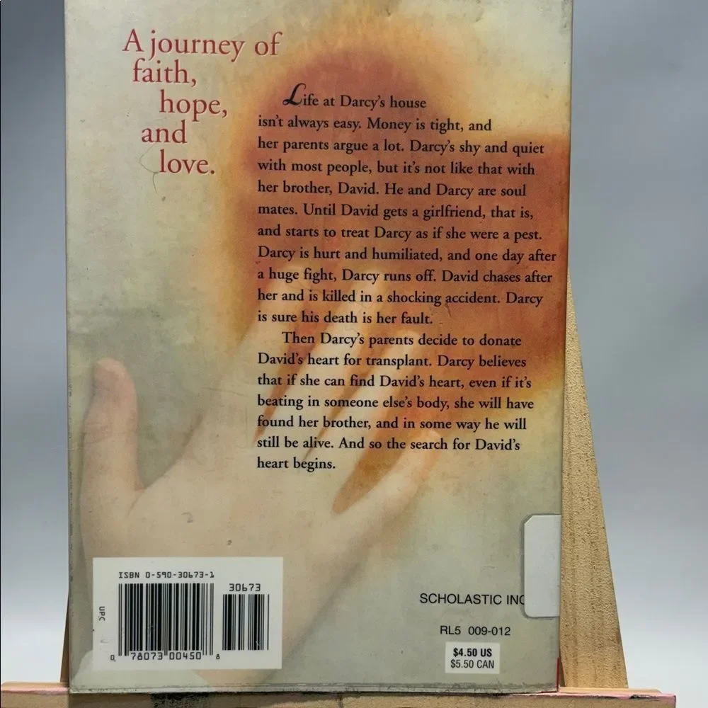 Scholastic Paperback , searching for David’s Heart by Cherie Bennett.